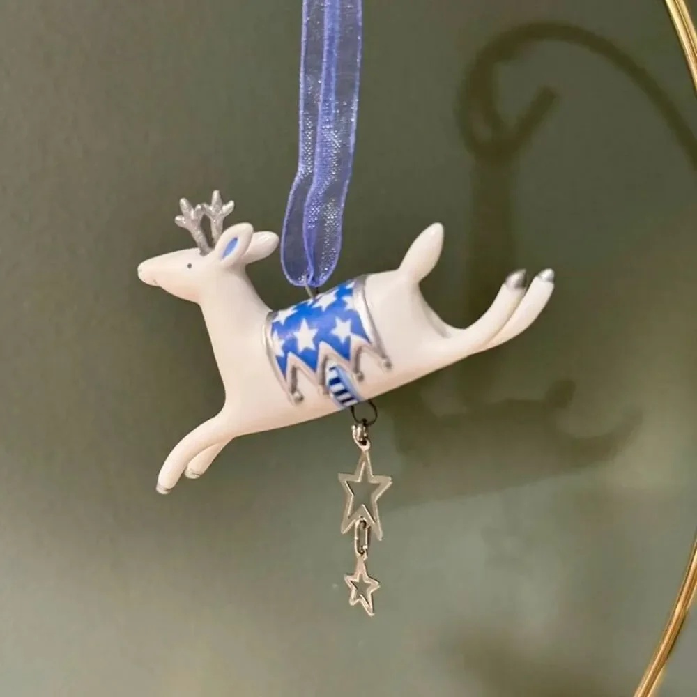 2001 Hallmark Graceful Reindeer Christmas Keepsake Ornaments | Porcelain Winter